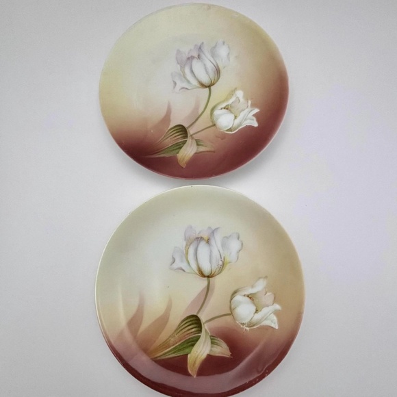 2 Vintage Reinhold Schlegelmilch (RS) Germany 6.5  white tulip floral dessert pl - Picture 6 of 10